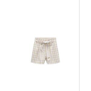 ZARA GINGHAM PAPERBAG BERMUDA SHORTS ECRU/BEIGE SIZE M 7102/026